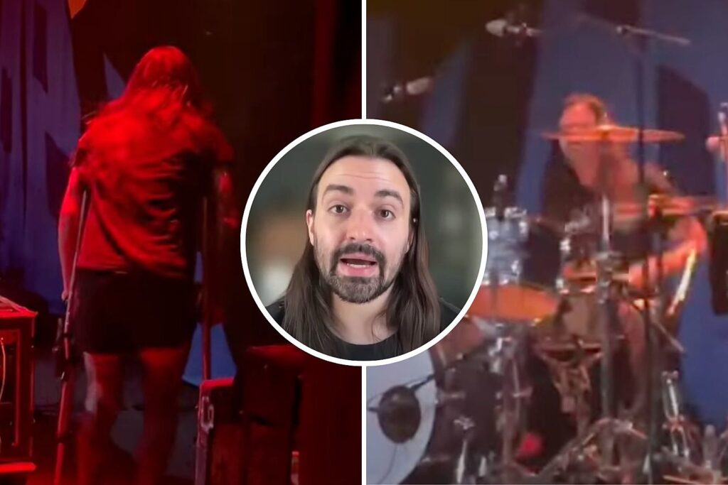 weinberg-(on-crutches)-plays-drums-for-first-time-since-slipknot