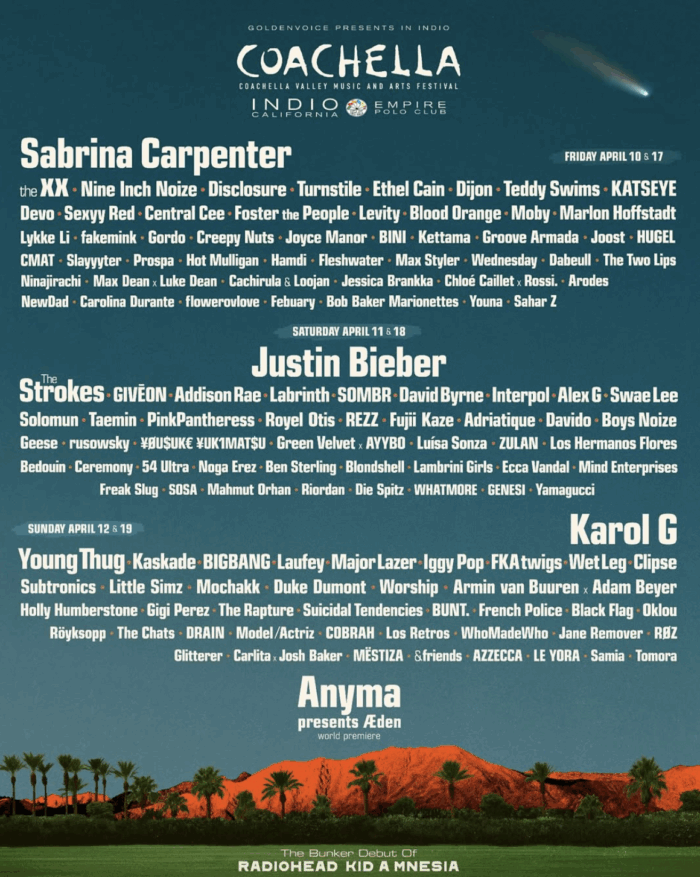 coachella-unveils-2026-artist-lineup:-justin-bieber,-sabrina-carpenter,-karol-g,-david-byrne,-iggy-pop,-young-thug-and-more