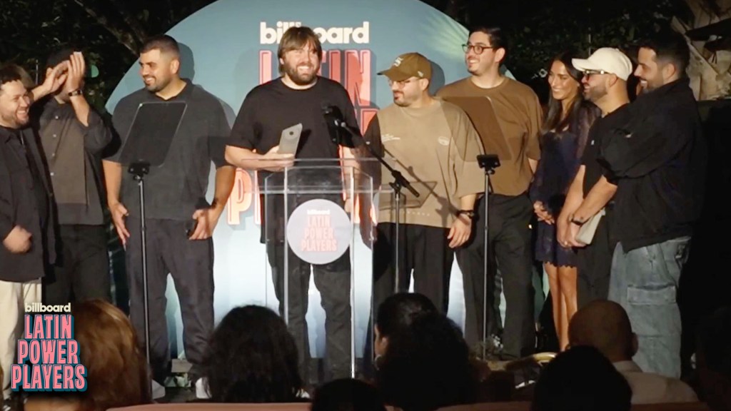 noah-assad-from-rimas-accepts-hot-latin-songs-label-of-the-year-award-|-latin-music-power-players 2025